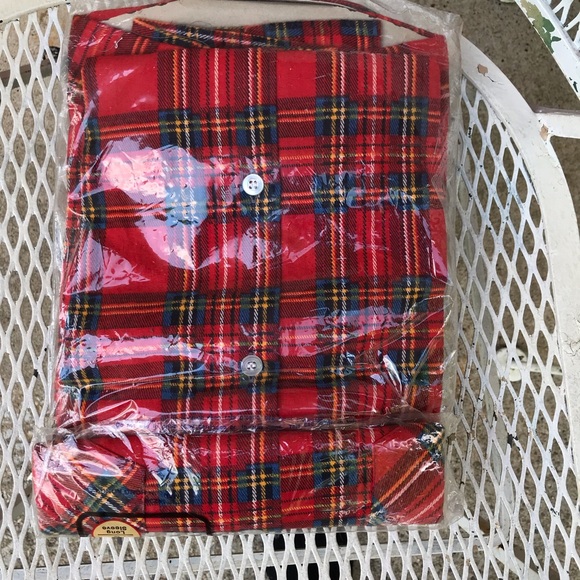 Mens vintage flannel shirt large plaid red blue gold 1970s new old stock - Picture 2 of 6